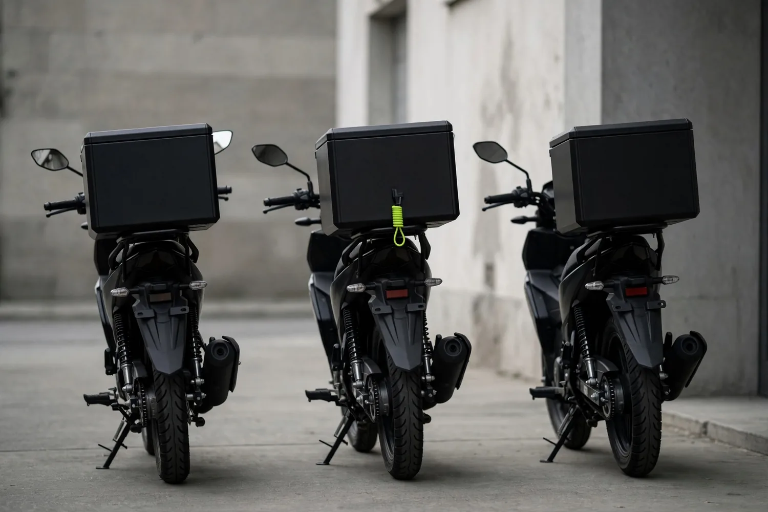 Work motorcycles parked in a row