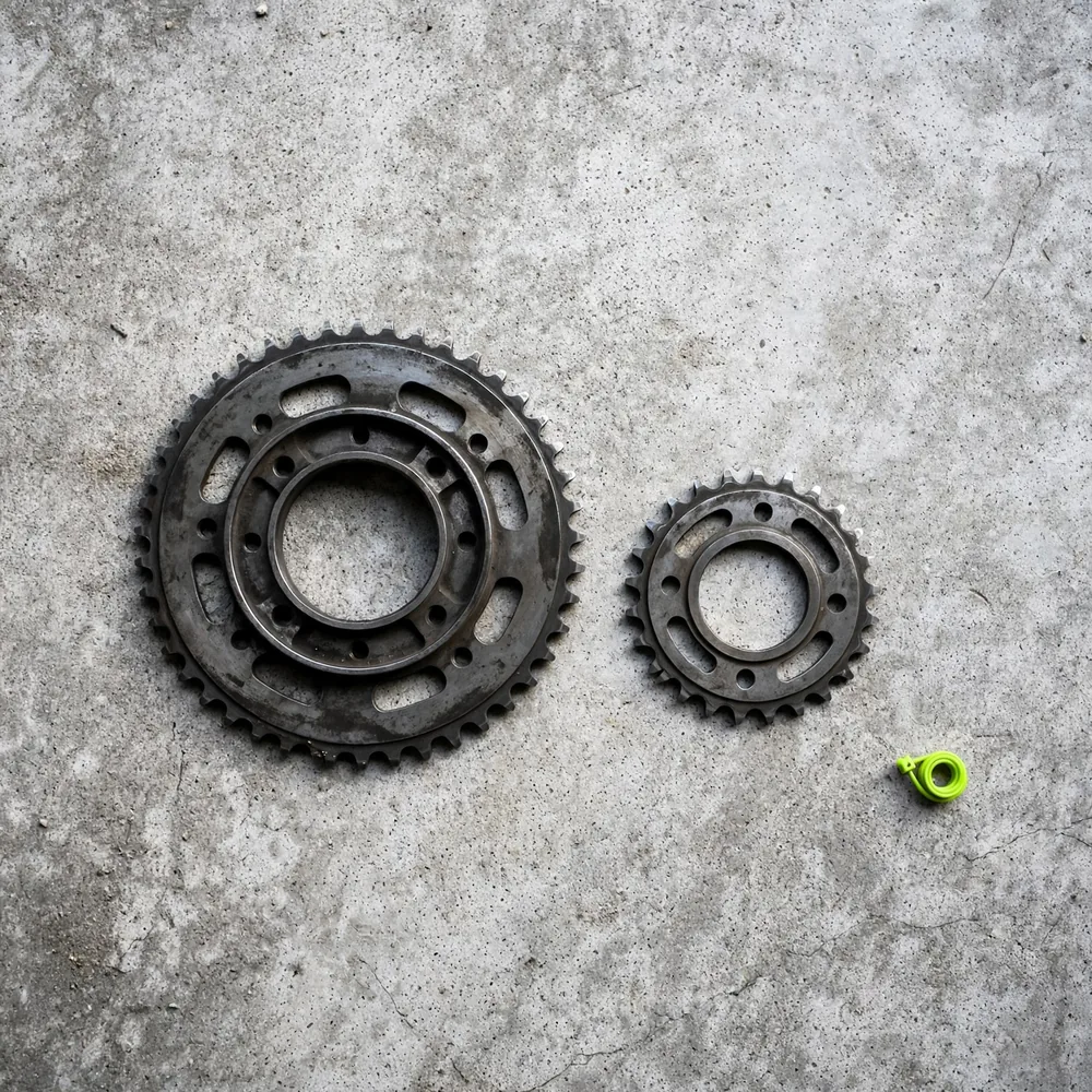 Two sprockets seen from above